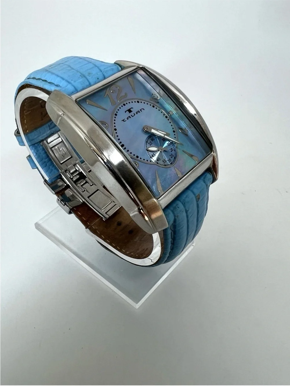 Tavan Blue Mother-of-Pearl Dial Watch with Blue Leather Strap